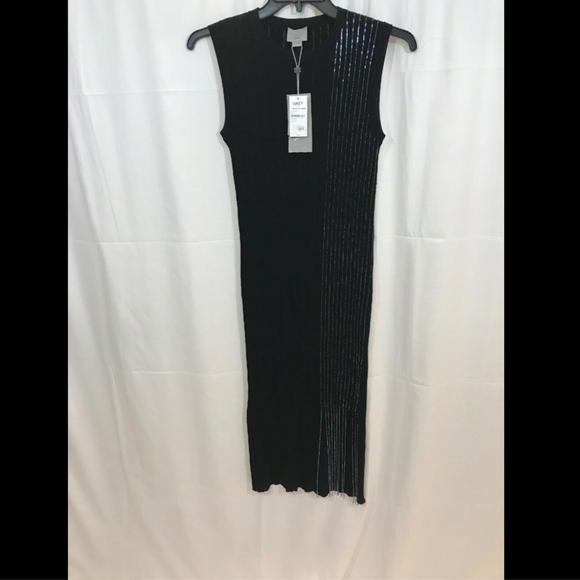 NWT $595 GREY JASON WU‎ Beaded Knit Midi Dress in Black [SZ Small ] - Picture 2 of 8